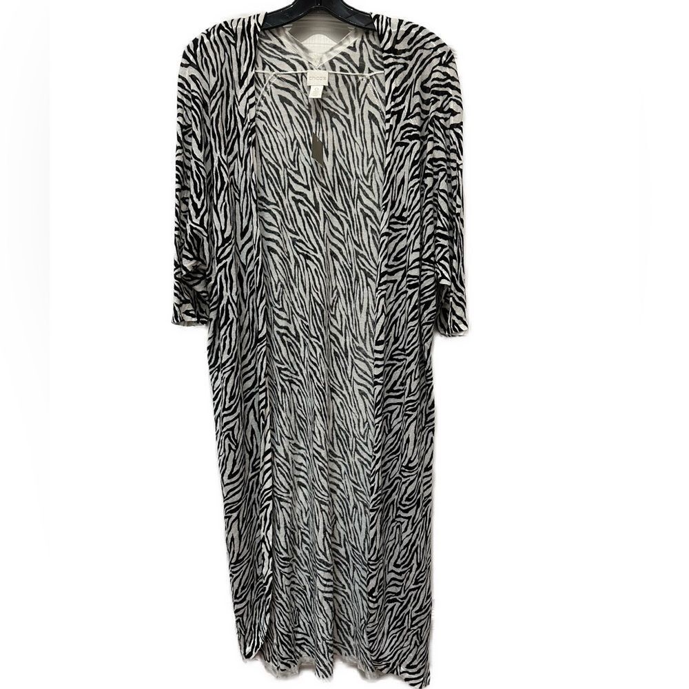 NWT Chico’s Zebra Animal Print Duster Cardigan Sweater Size 0 (Small 4/6)